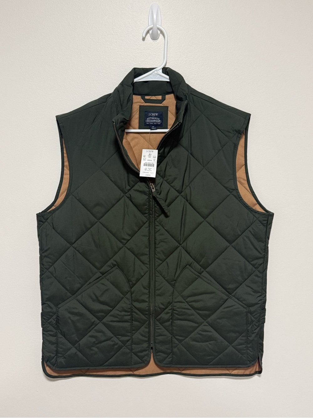J.Crew Men’s Medium Quilted Vest Green Authentic Outerwear NWT $128